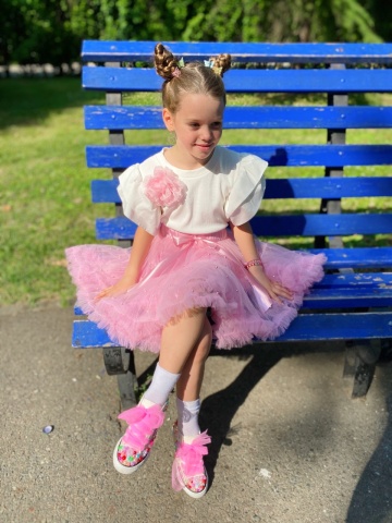 Fustită tutu din tulle roz cu perle capsate, Fairy - Img 8