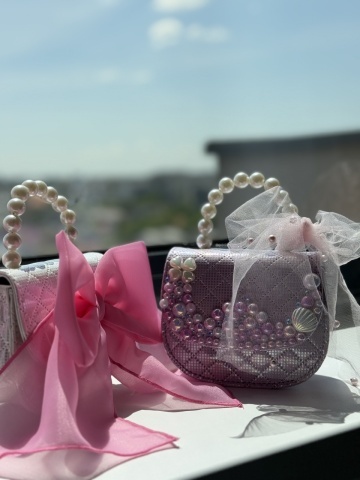 Geantă fete Lila cu perle elegantă, Royal Pearl - Img 4