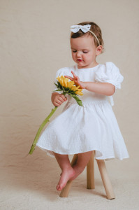 Rochie albă din voal de bumbac cu buline brodate, Ariel Certificare: Oeko-Tex 100