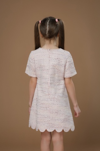 Rochie casual pentru fetițe din tweed roz premium Dalia - Img 9