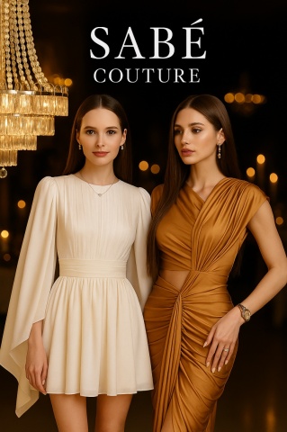 Rochie damă lungă de seară elegantă bodycon bej-aurie cu crăpătură pe picior – SABÉ Couture Dulcinea - Img 3