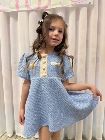 Rochie fete din tweed, Bleu Parisien