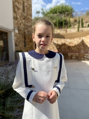 Rochie uniformă școlară fete albă cu bleumarin, Sailor Girl - Img 4