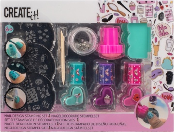 Set 3 lacuri de unghii cu stampila pentru fetite Create It!