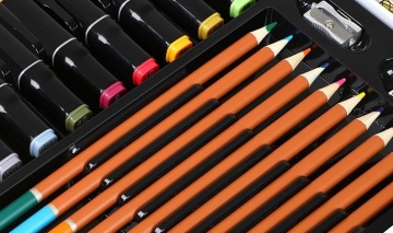 Set 53 piese pentru desen si pictura, tip servieta, model unicorni, 30 x 24 x 5.4 cm, multicolor - Img 4