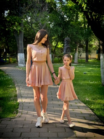 Set mama-fiica 2 piese crop top si fusta din în cu bumbac , Amelia - Img 10