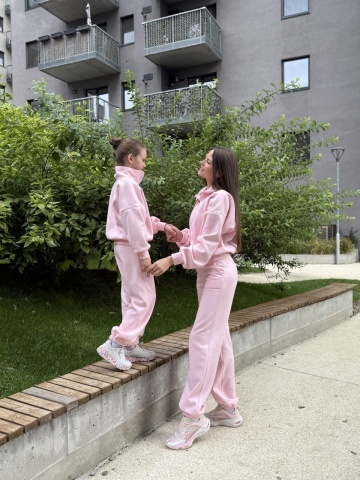 Set trening mama-fiica din bumbac moale premium - bluza cu mâneci balon, Candy Cloud - Img 9