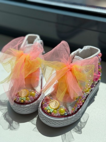 Teniși fete copii Lollypop Fantasy - Handmade - Img 5
