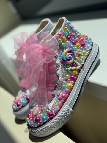 Teniși fete copii Lollypop Rainbow - Handmade - Img 2