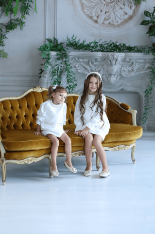 White Silk-Look Shirt for Girls, Angel - Img 5