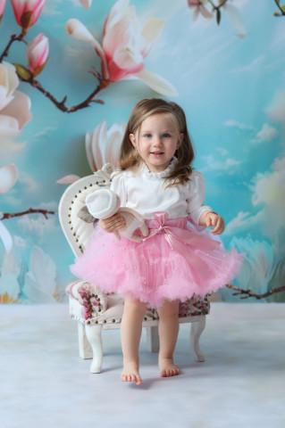 White Silk-Look Shirt for Girls, Angel - Img 2