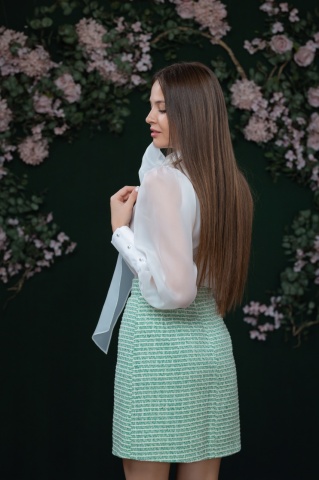 Fusta dama din tweed verde - Img 3
