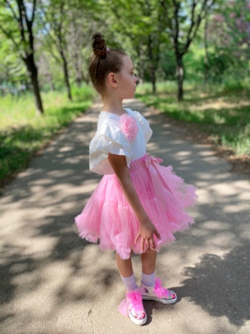 Fustită tutu din tulle roz cu perle capsate, Fairy - Img 4