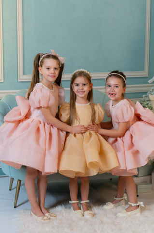 Pink Baptism / Occasion Dress for Girls with Oversized Bow, Caroline - Img 5