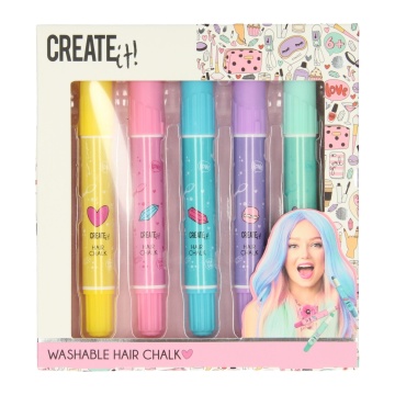 Set 5 Creioane Colorate pentru Par, Create It!, Multicolor