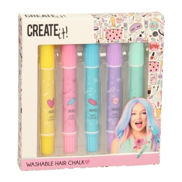 Set 5 Creioane Colorate pentru Par, Create It!, Multicolor - Img 2