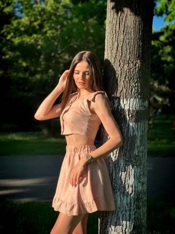 Set dama 2 piese crop top si fusta din în cu bumbac , Amelia - Img 7