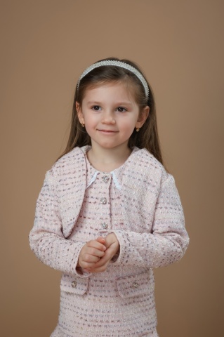 Bolero fetite din tweed roz premium Carmen - Img 2
