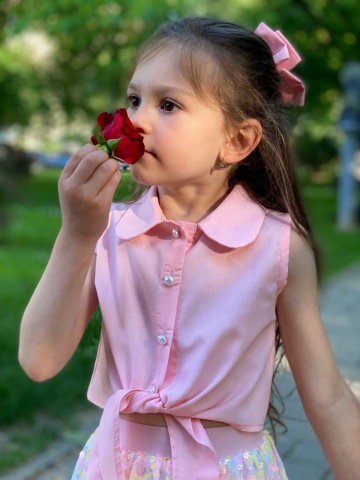 Cămașă de vară pentru fetițe din bumbac, roz Blush