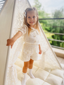Compleu fete din broderie cu flori, Lace - Img 4