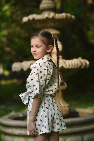 Compleu fete din muselină cu fundițe brodate Cherry - Img 3