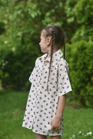 Compleu fete din muselină cu fundițe brodate Cherry - Img 12