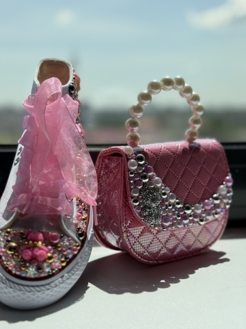 Geantă fete roz cu perle și ursuleț, Pearl Teddy - Img 12