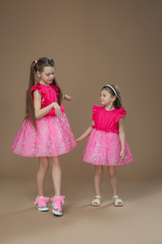 Rochie de blug fuchsia Barbie cu tulle și organza pentru fetițe - Ediție Limitată - Img 6