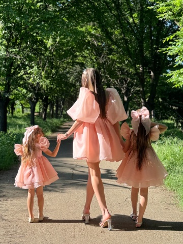 Rochie de ocazie baby doll roz din organza, Pinky - Img 4