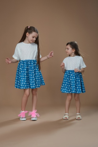 Rochița casual de zi Flower din blug subțire cu top din bumbac brodat - Img 7