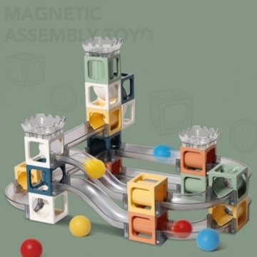 Set inteligent de cuburi magnetice, cu tobogane si bile, 41 piese - Img 2