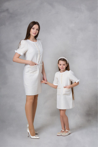 Set mama-fiica elegant din tweed, Coco - Img 2