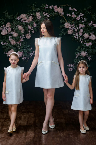 Set rochii mama-fiica elegant din brocard, Lilou - Img 3