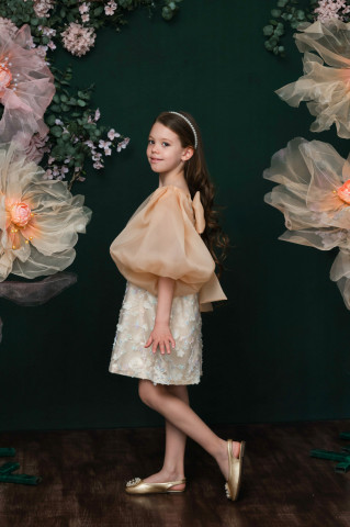 Stoc Limitat - Rochie fete de ocazie din organza cu mâneci bufante, Bijou - Img 2