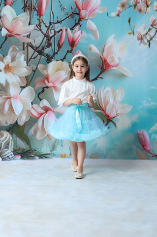 White Silk-Look Shirt for Girls, Angel - Img 4
