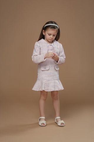 Bolero fetite din tweed roz premium Carmen - Img 3