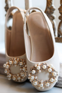 Cream Ballerina Shoes with Pearls for Girls, Victoria - Img 5