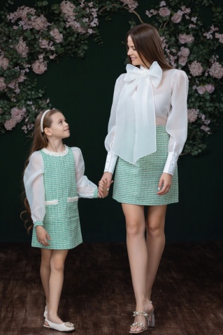 Fusta dama din tweed verde - Img 5