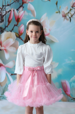 Fustită tutu din tulle roz cu perle capsate, Fairy - Img 2