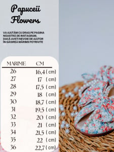 Papuci Colorati pentru Fete cu Funda și perle, Flowers - Img 8