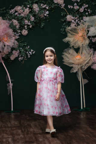 Rochie fete din organza cu imprimeu floral, Flora - Ediție Limitată - Img 3