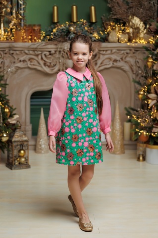 Rochie fete elegantă, cu paiete și mâneci bufante roz Barbie, Sparkle - Img 4