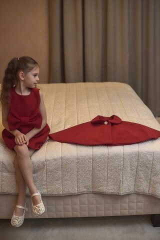 Rochie fete tip sarafan cu capă – Victoria roșie - Img 4