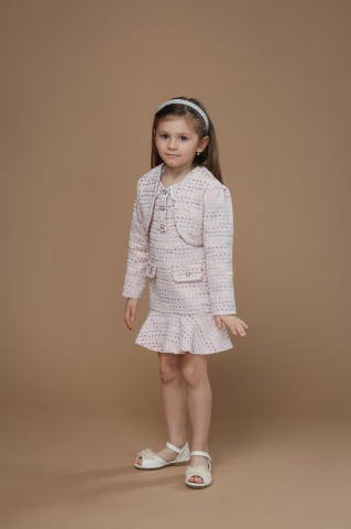 Bolero fetite din tweed roz premium Carmen - Img 4