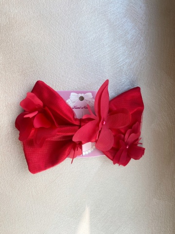 Clame păr fetițe Butterfly – fundiță roșie tulle cu fluture - Img 3