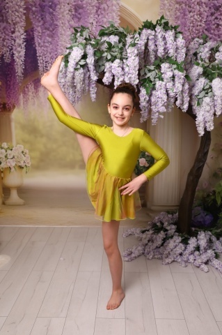 Costum gimnastică și dans copii body balet cu fustă tull Pistachio - Img 4