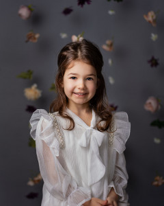 Elegant Crêpe Voile Shirt with Pearls for Girls, Daiana
