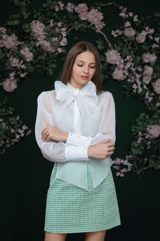 Fusta dama din tweed verde - Img 6
