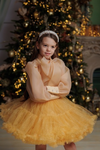 Fusta tutu aurie cu glitter, Shine - Img 2
