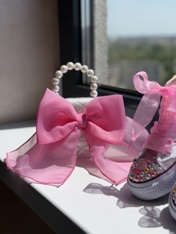 Geantă fete cu fundă supradimensionată roz, Bonbon Bow - Img 4